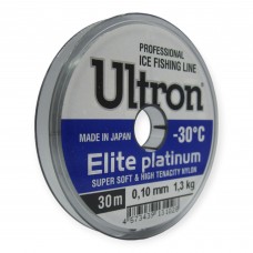 Леска зимняя Ultron Elite Platinum 0,10мм 30м серебристая