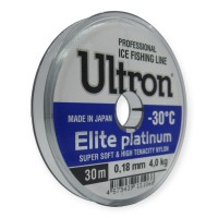 Леска зимняя Ultron Elite Platinum 0,18мм 30м серебристая